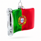Waving Flag of Portugal Glass Christmas Ornament