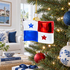 Waving Flag of Panama Glass Christmas Ornament