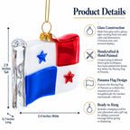 Waving Flag of Panama Glass Christmas Ornament