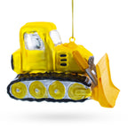 Bulldozer with Front Blade Glass Christmas Ornament