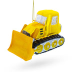 Bulldozer with Front Blade Glass Christmas Ornament