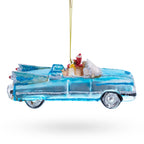 Classic Convertible Blue Retro Car Glass Christmas Ornament
