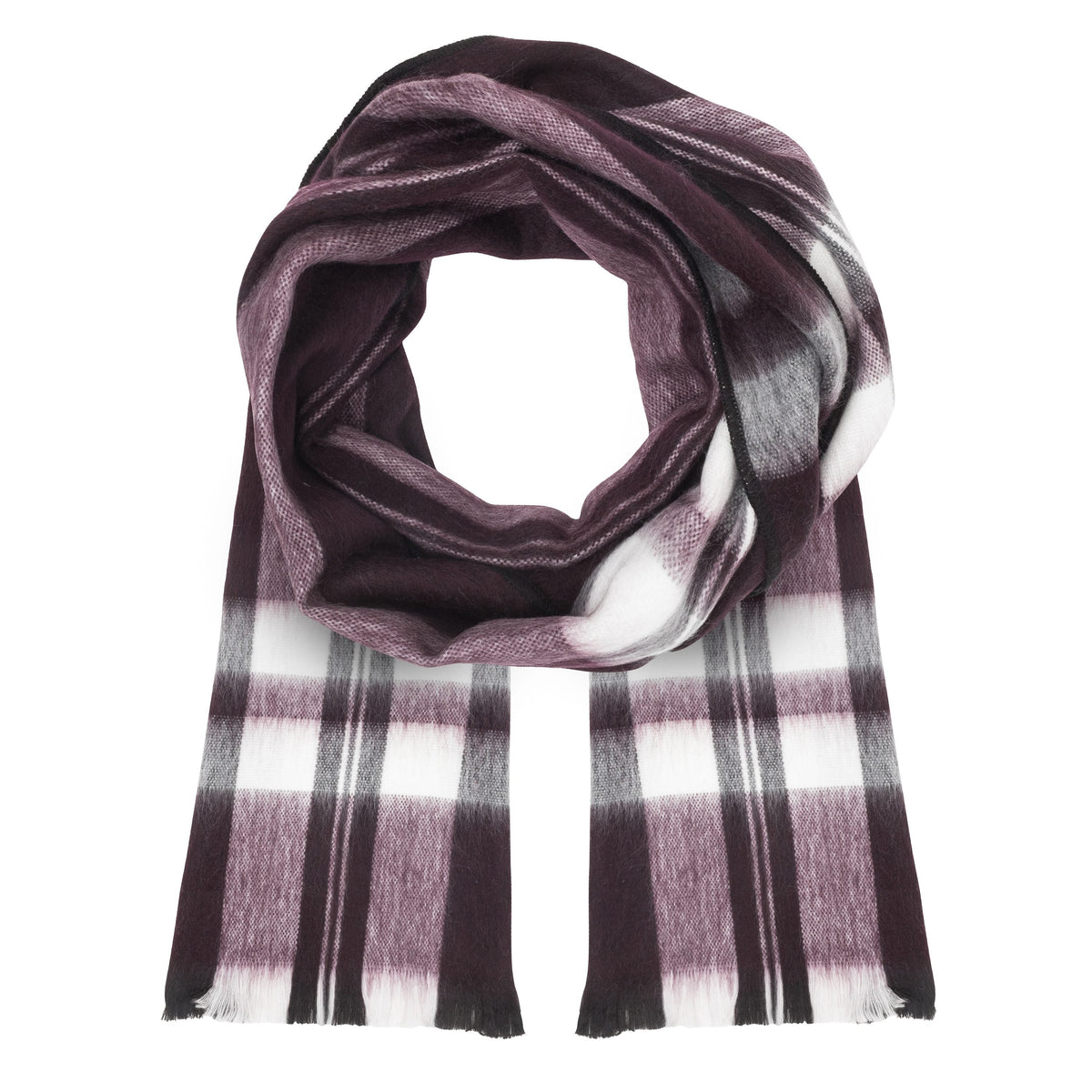 Alpaca Scarf (Dark Purple Plaid)