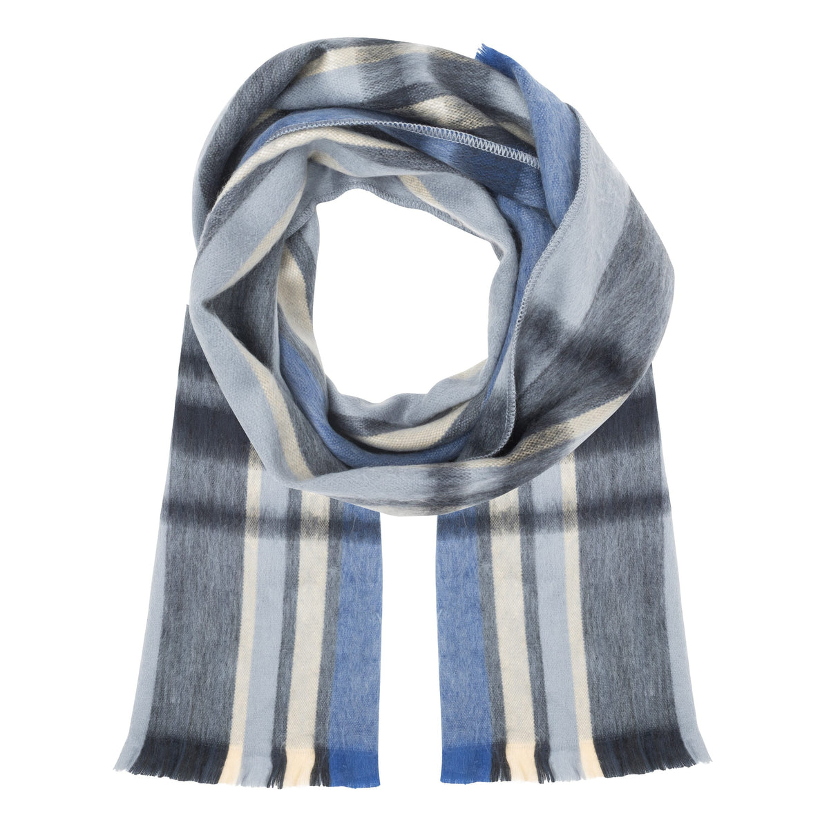 Alpaca Scarf (Light Blue Plaid)