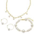 Celestial pearl and gold adjustable link bracelet by Alegria Accessories Inc