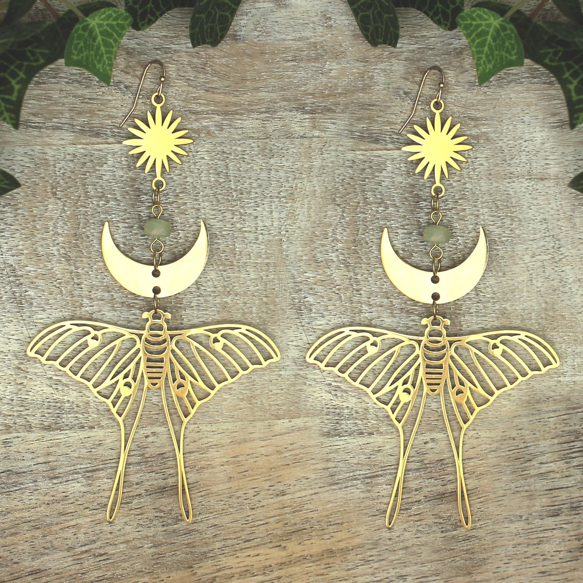 Celestial Luna Moth Oversized Gold Earrings Accessories La Vie Bien Celestial Luna Moth Oversized Gold Earrings