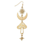 Celestial Magical Mushroom Gold Hook Earrings | 3" x 1" Gold Earrings Earrings La Vie Bien Celestial Magical Mushroom Gold Hook Earrings | 3" x 1" Gold Earrings