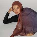 Celestial Sun & Galaxy Print Ombre Hijab Scarf(MH242) La Vie Bien Celestial Sun & Galaxy Print Ombre Hijab Scarf(MH242)