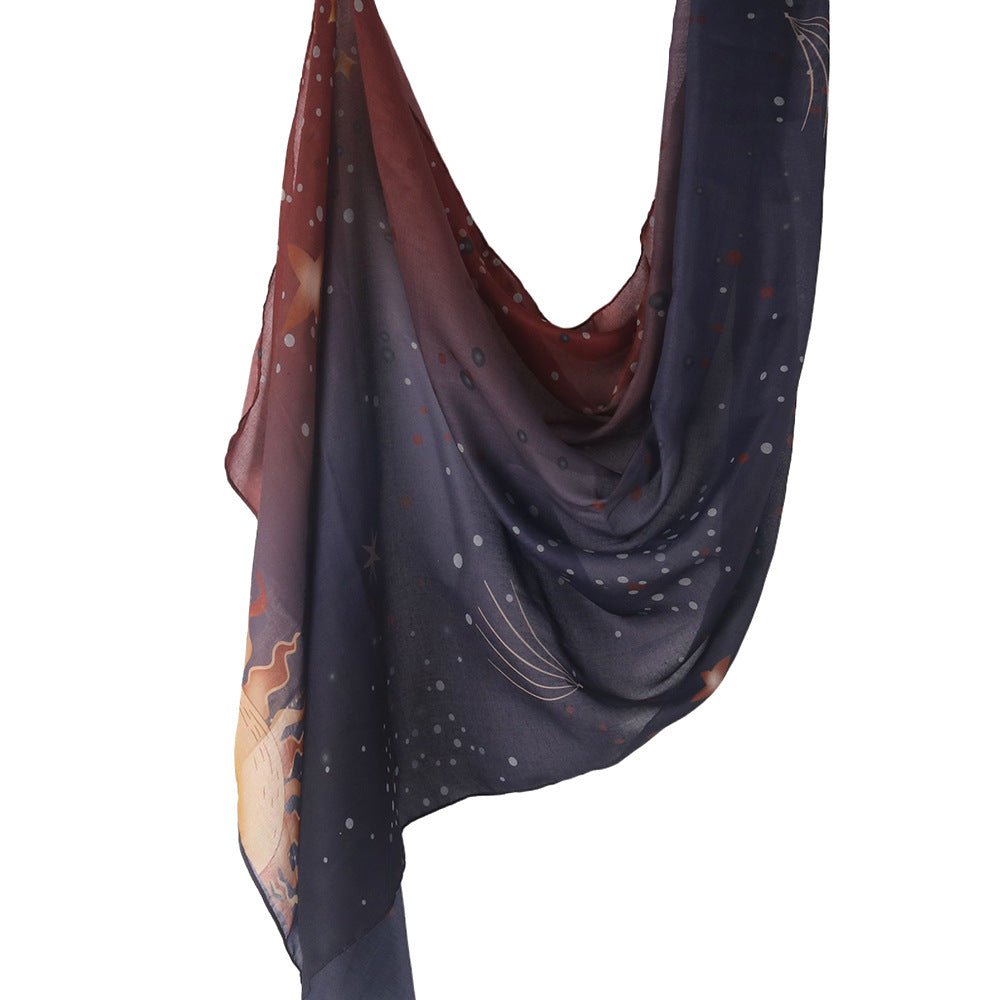Celestial Sun & Galaxy Print Ombre Hijab Scarf(MH242) La Vie Bien Celestial Sun & Galaxy Print Ombre Hijab Scarf(MH242)