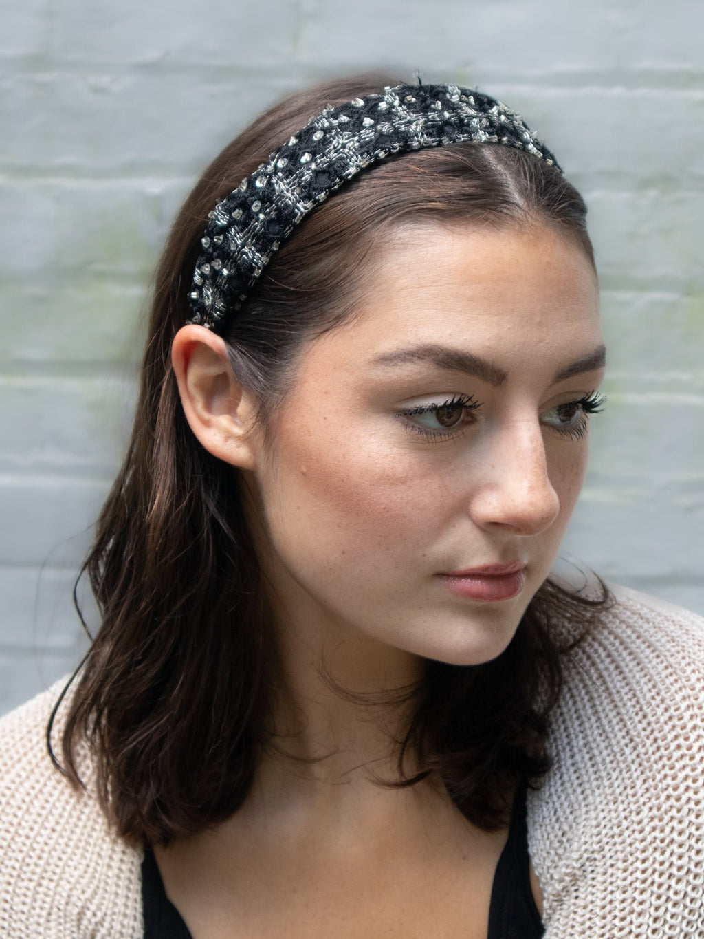 Celine Beaded Black Headband by Ash & Rose