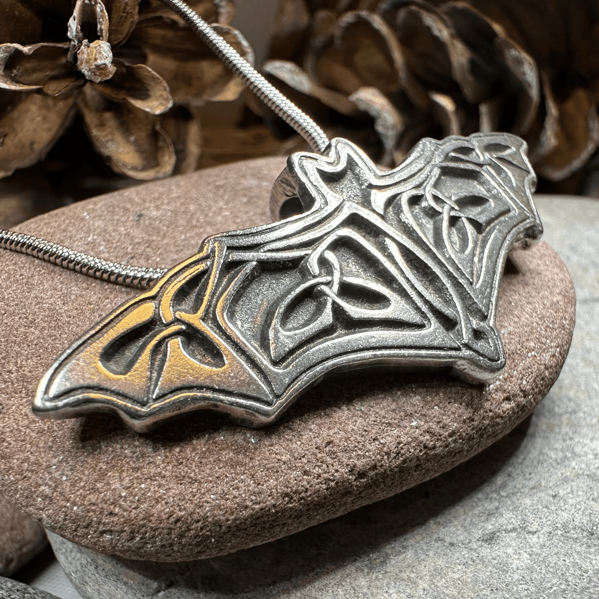 Celtic Bat Pewter Necklace Pendant La Vie Bien Celtic Bat Pewter Necklace
