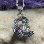 Celtic Cat in the Moon Necklace in Sterling Silver Pendant La Vie Bien Celtic Cat in the Moon Necklace in Sterling Silver