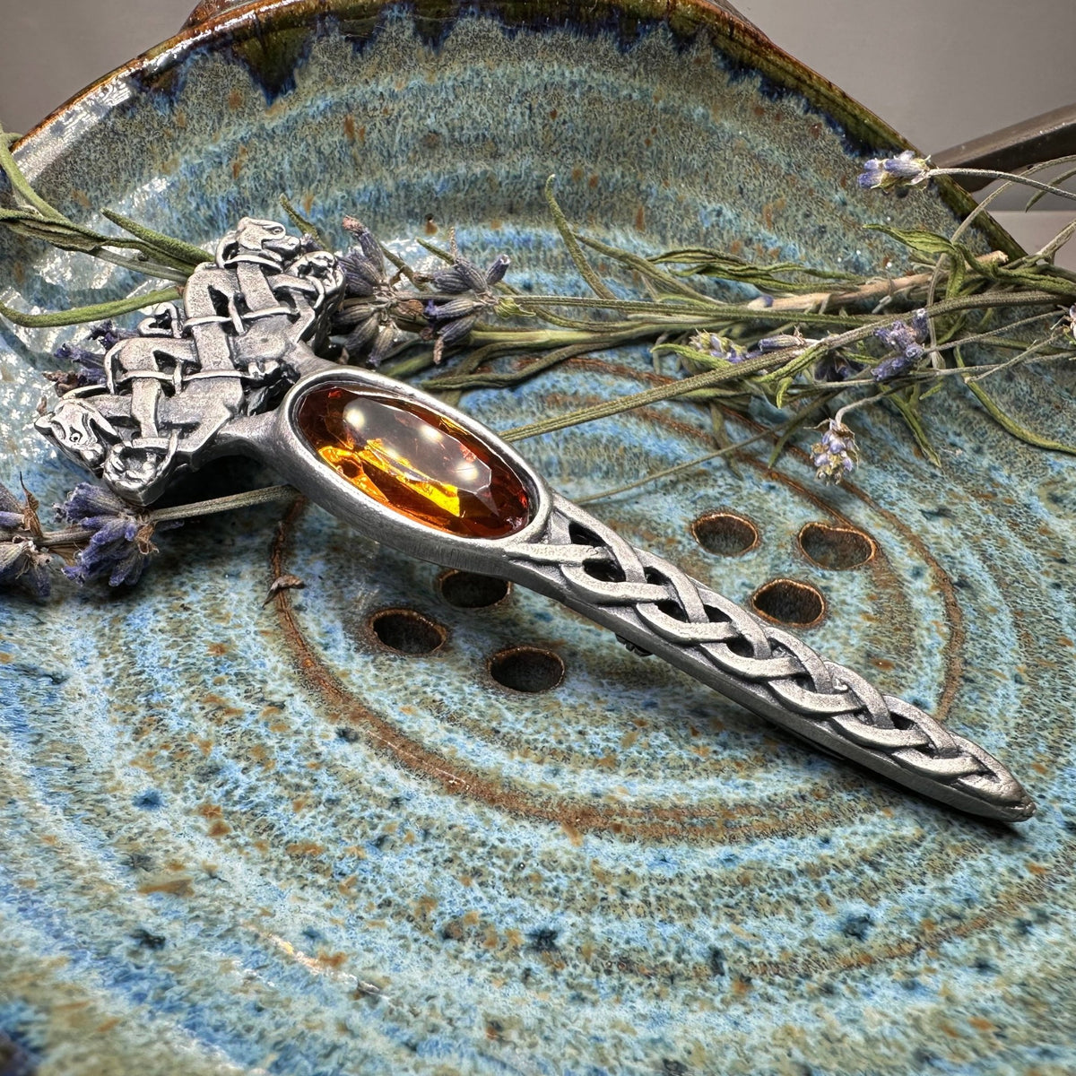 Celtic Dragon Crystal Kilt Pin - Handmade in Scotland Brooch La Vie Bien Celtic Dragon Crystal Kilt Pin - Handmade in Scotland