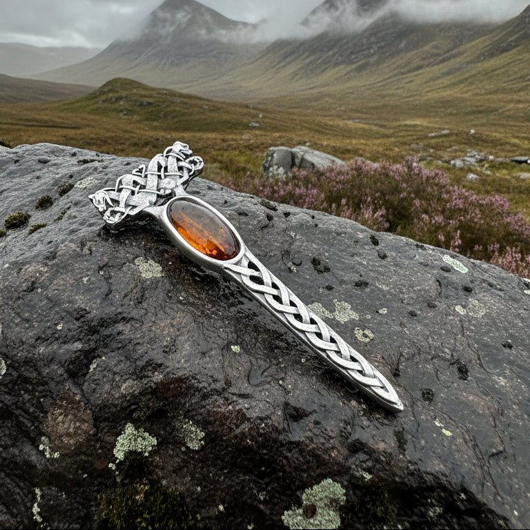 Celtic Dragon Crystal Kilt Pin - Handmade in Scotland Brooch La Vie Bien Celtic Dragon Crystal Kilt Pin - Handmade in Scotland