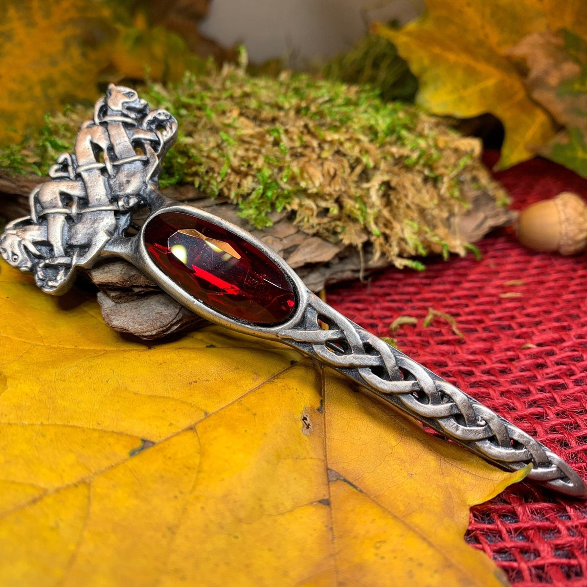 Celtic Dragon Crystal Kilt Pin - Handmade in Scotland Brooch La Vie Bien Celtic Dragon Crystal Kilt Pin - Handmade in Scotland