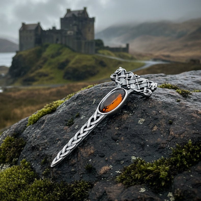 Celtic Dragon Crystal Kilt Pin - Handmade in Scotland Brooch La Vie Bien Celtic Dragon Crystal Kilt Pin - Handmade in Scotland