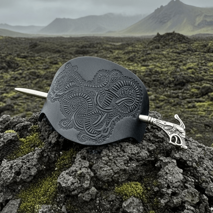 Celtic Dragon Leather Hair Slide for Women Hair Slide La Vie Bien Celtic Dragon Leather Hair Slide for Women