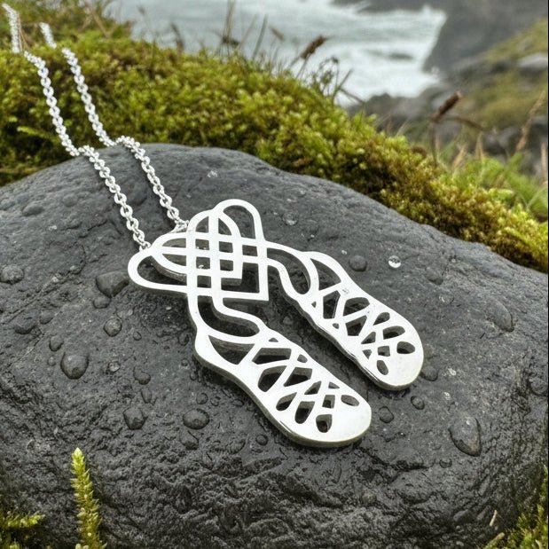 Celtic Heart Irish Dance Shoes Necklace in Sterling Silver Pendant La Vie Bien Celtic Heart Irish Dance Shoes Necklace in Sterling Silver