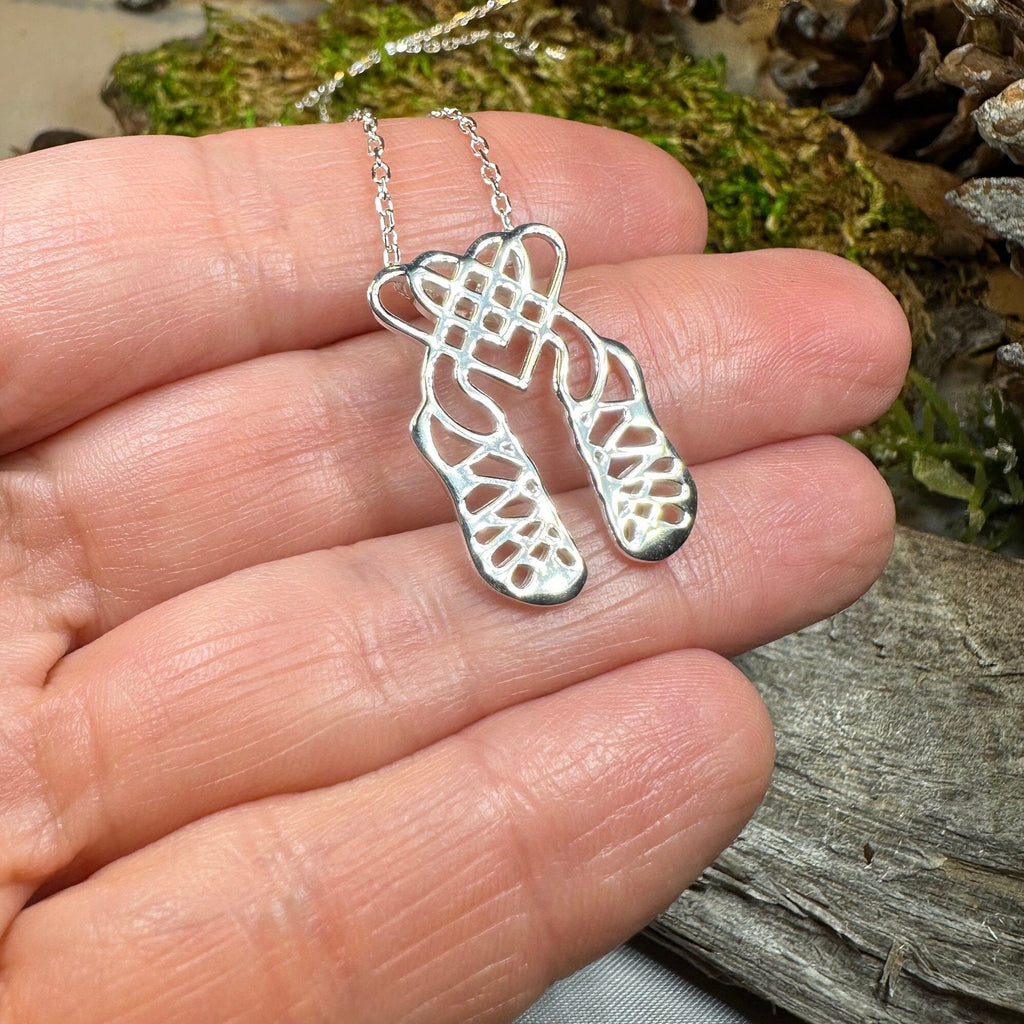 Celtic Heart Irish Dance Shoes Necklace in Sterling Silver Pendant La Vie Bien Celtic Heart Irish Dance Shoes Necklace in Sterling Silver