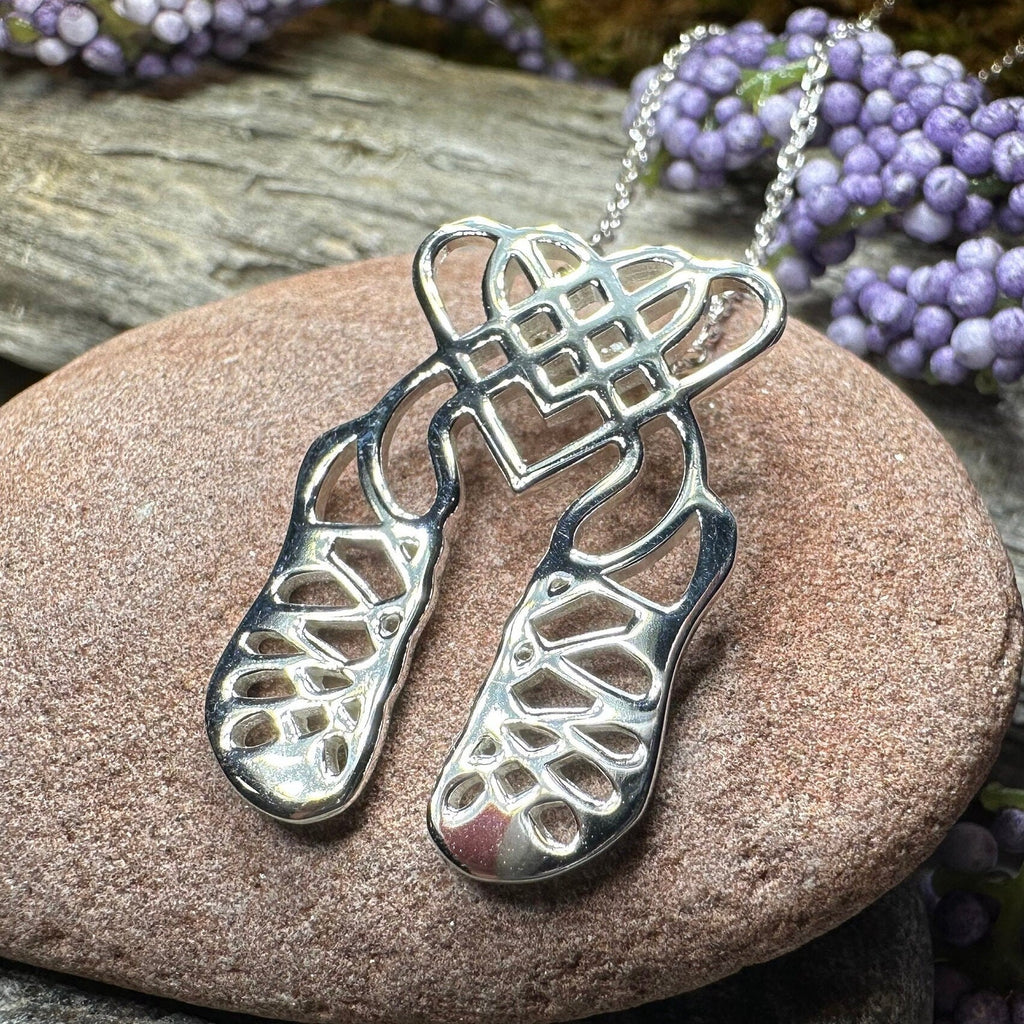 Celtic Heart Irish Dance Shoes Necklace in Sterling Silver Pendant La Vie Bien Celtic Heart Irish Dance Shoes Necklace in Sterling Silver