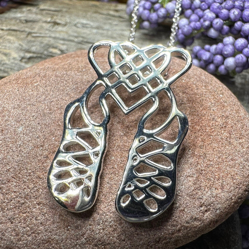 Celtic Heart Irish Dance Shoes Necklace in Sterling Silver Pendant La Vie Bien Celtic Heart Irish Dance Shoes Necklace in Sterling Silver