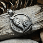 Celtic Howling Wolf Pewter Necklace with Trinity Knot Pendant La Vie Bien Celtic Howling Wolf Pewter Necklace with Trinity Knot