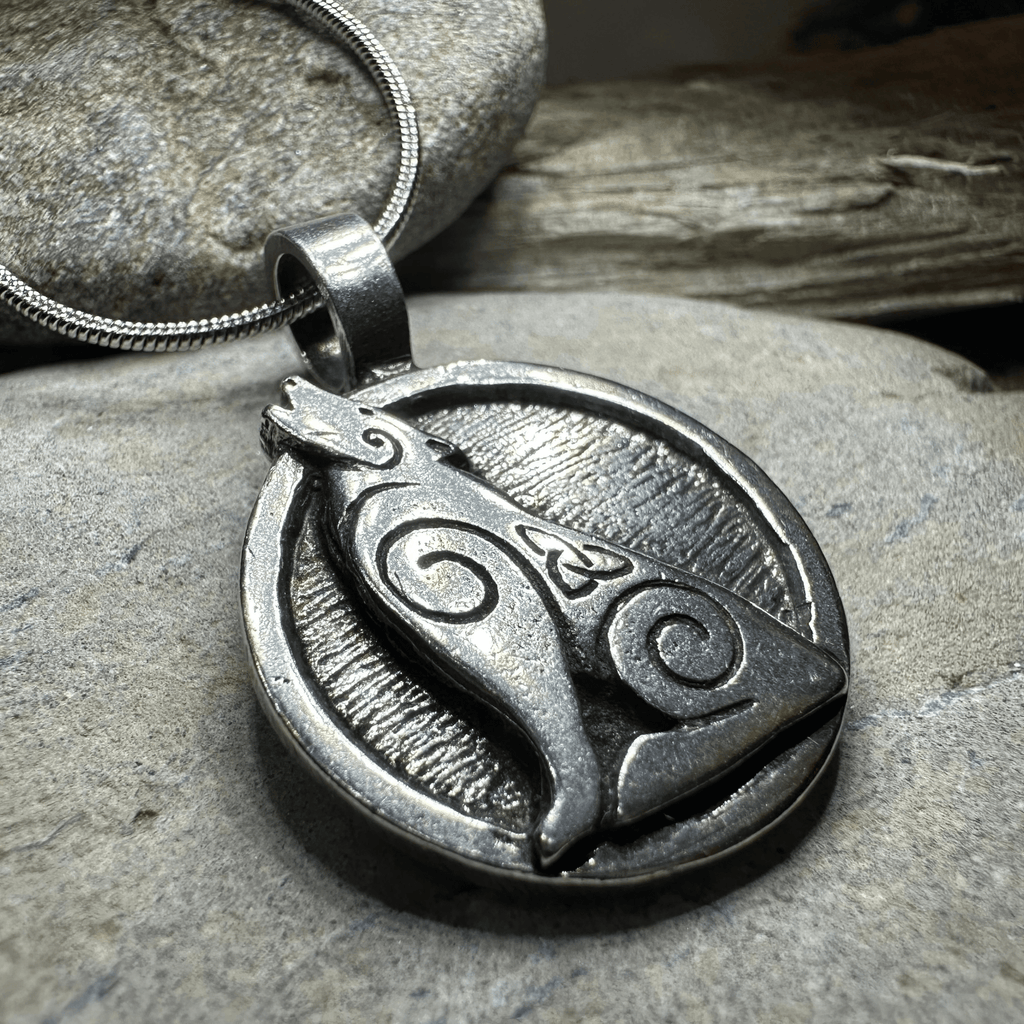 Celtic Howling Wolf Pewter Necklace with Trinity Knot Pendant La Vie Bien Celtic Howling Wolf Pewter Necklace with Trinity Knot