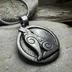 Celtic Howling Wolf Pewter Necklace with Trinity Knot Pendant La Vie Bien Celtic Howling Wolf Pewter Necklace with Trinity Knot