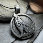 Celtic Howling Wolf Pewter Necklace with Trinity Knot Pendant La Vie Bien Celtic Howling Wolf Pewter Necklace with Trinity Knot