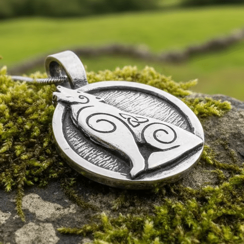 Celtic Howling Wolf Pewter Necklace with Trinity Knot Pendant La Vie Bien Celtic Howling Wolf Pewter Necklace with Trinity Knot