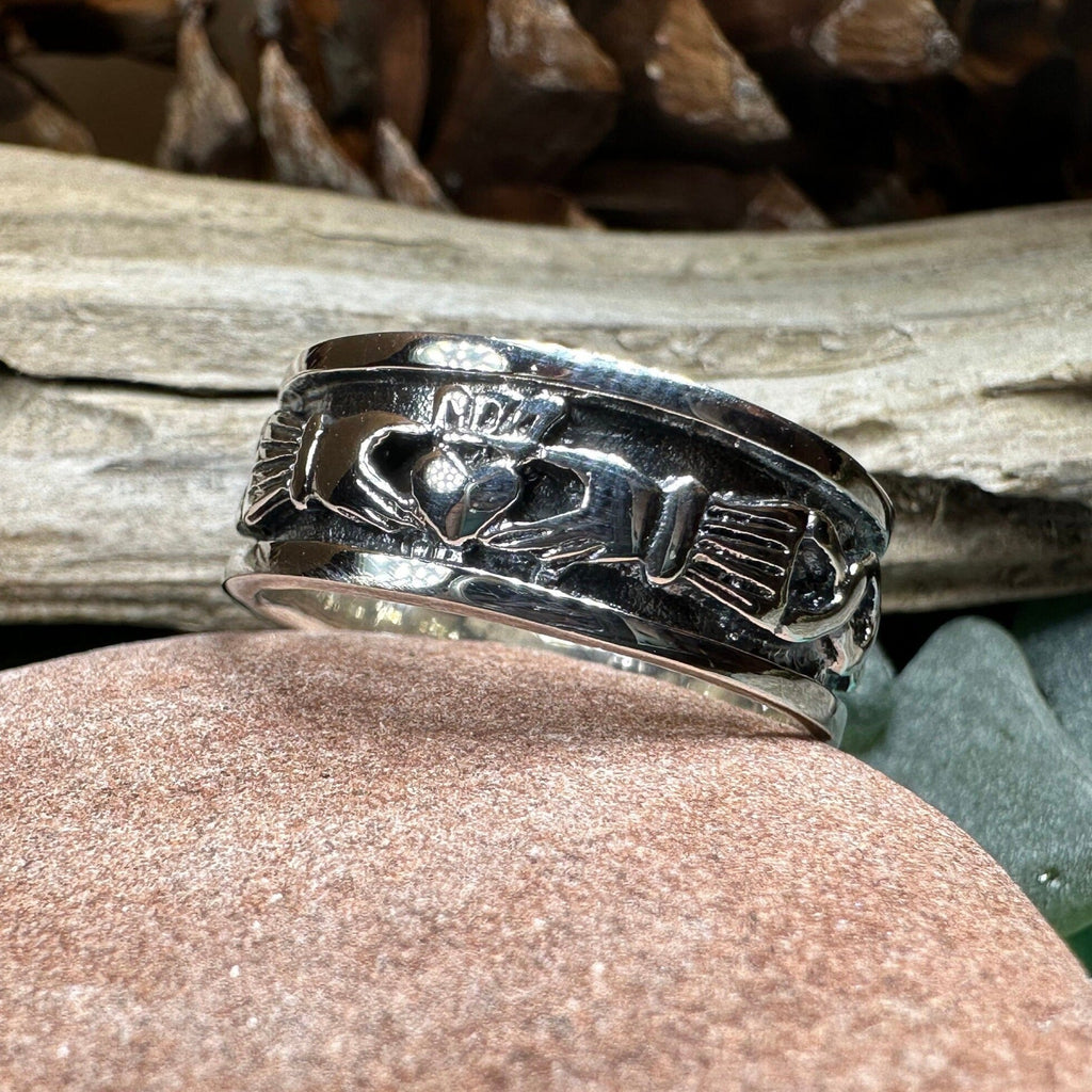 Celtic Irish Claddagh Band Ring in Sterling Silver Ring La Vie Bien Celtic Irish Claddagh Band Ring in Sterling Silver