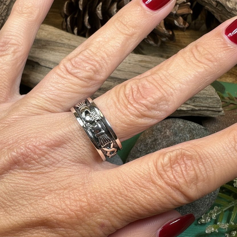 Celtic Irish Claddagh Band Ring in Sterling Silver Ring La Vie Bien Celtic Irish Claddagh Band Ring in Sterling Silver