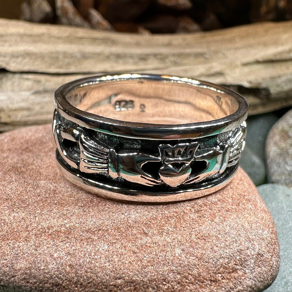 Celtic Irish Claddagh Band Ring in Sterling Silver Ring La Vie Bien Celtic Irish Claddagh Band Ring in Sterling Silver