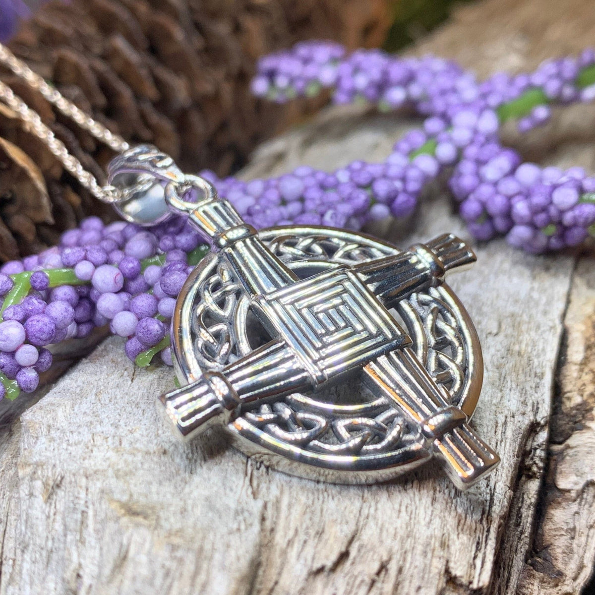 Celtic Irish Saint Brigid's Cross Necklace in Sterling Silver Pendant La Vie Bien Celtic Irish Saint Brigid's Cross Necklace in Sterling Silver