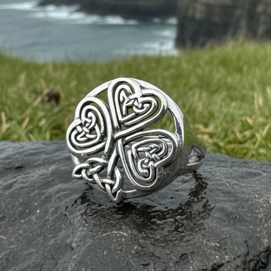 Celtic Knot Irish Shamrock Ring in Sterling Silver Ring La Vie Bien Celtic Knot Irish Shamrock Ring in Sterling Silver