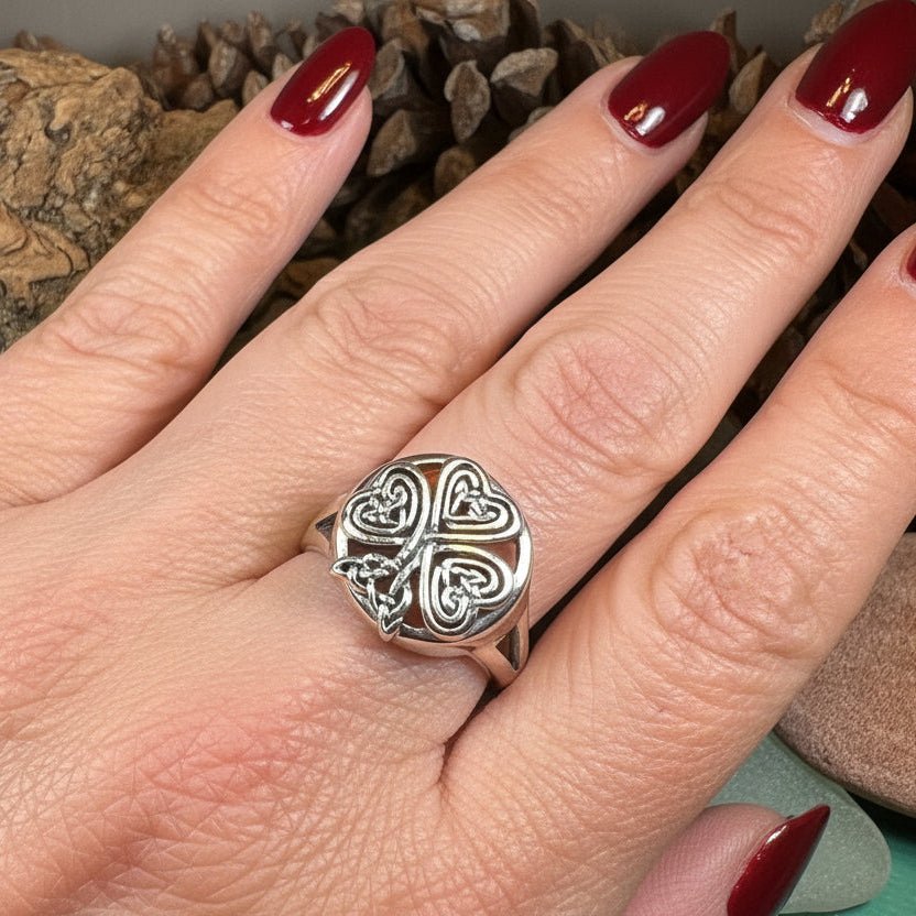 Celtic Knot Irish Shamrock Ring in Sterling Silver Ring La Vie Bien Celtic Knot Irish Shamrock Ring in Sterling Silver