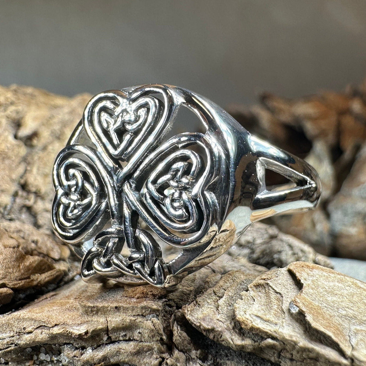 Celtic Knot Irish Shamrock Ring in Sterling Silver Ring La Vie Bien Celtic Knot Irish Shamrock Ring in Sterling Silver