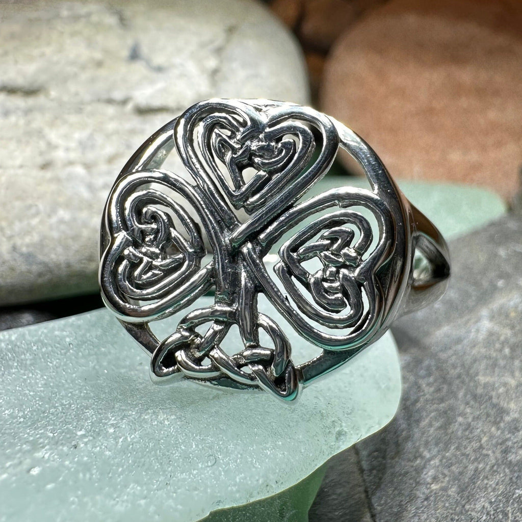 Celtic Knot Irish Shamrock Ring in Sterling Silver Ring La Vie Bien Celtic Knot Irish Shamrock Ring in Sterling Silver