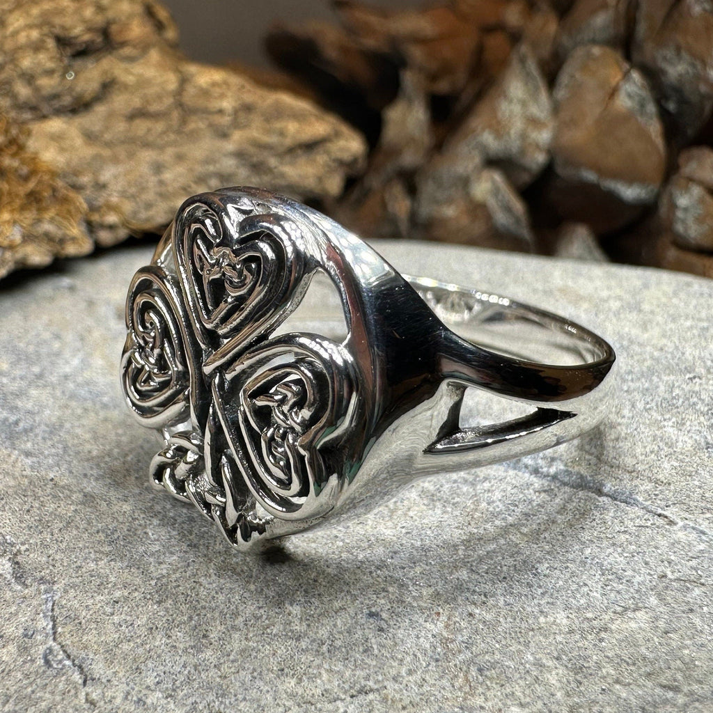 Celtic Knot Irish Shamrock Ring in Sterling Silver Ring La Vie Bien Celtic Knot Irish Shamrock Ring in Sterling Silver