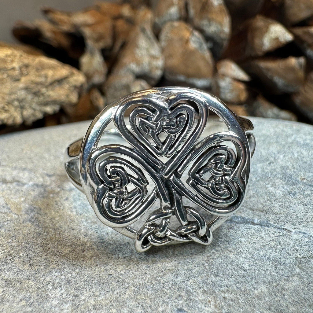 Celtic Knot Irish Shamrock Ring in Sterling Silver Ring La Vie Bien Celtic Knot Irish Shamrock Ring in Sterling Silver