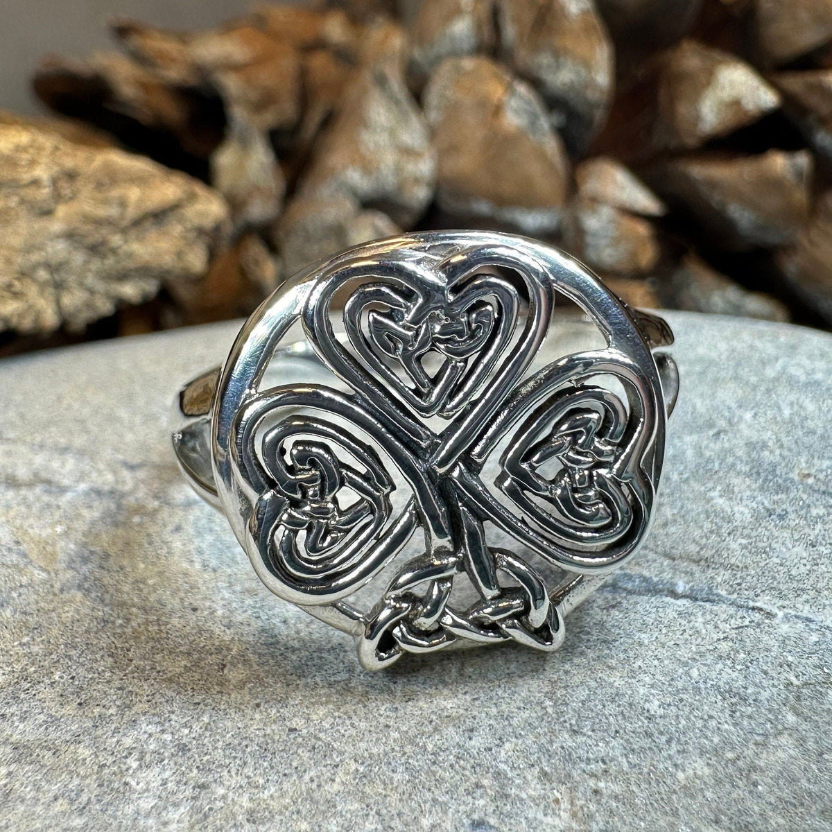 Celtic Knot Irish Shamrock Ring in Sterling Silver Ring La Vie Bien Celtic Knot Irish Shamrock Ring in Sterling Silver