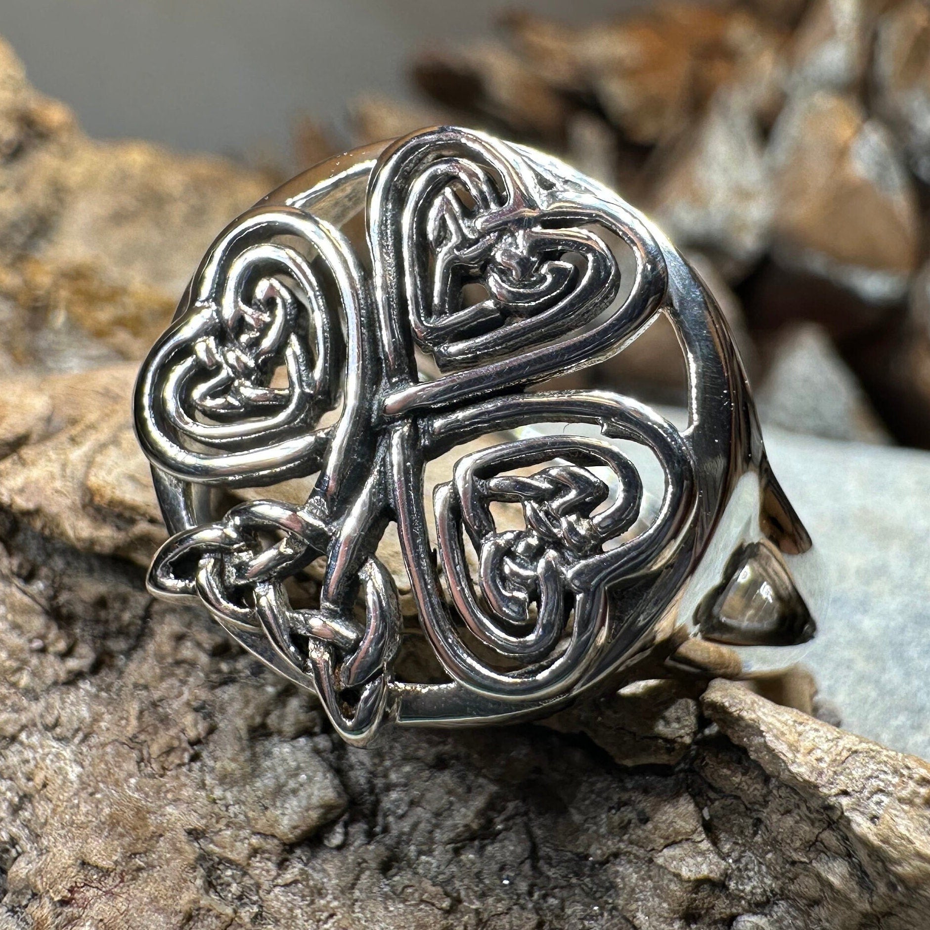 Celtic Knot Irish Shamrock Ring in Sterling Silver Ring La Vie Bien Celtic Knot Irish Shamrock Ring in Sterling Silver
