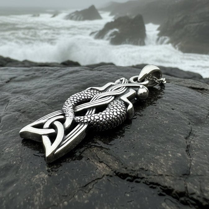 Celtic Mermaid Sisters Necklace in Sterling Silver Pendant La Vie Bien Celtic Mermaid Sisters Necklace in Sterling Silver