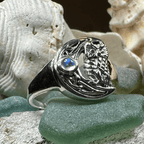 Celtic Owl Moon Ring with Moonstone Ring La Vie Bien Celtic Owl Moon Ring with Moonstone