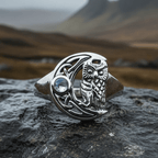 Celtic Owl Moon Ring with Moonstone Ring La Vie Bien Celtic Owl Moon Ring with Moonstone