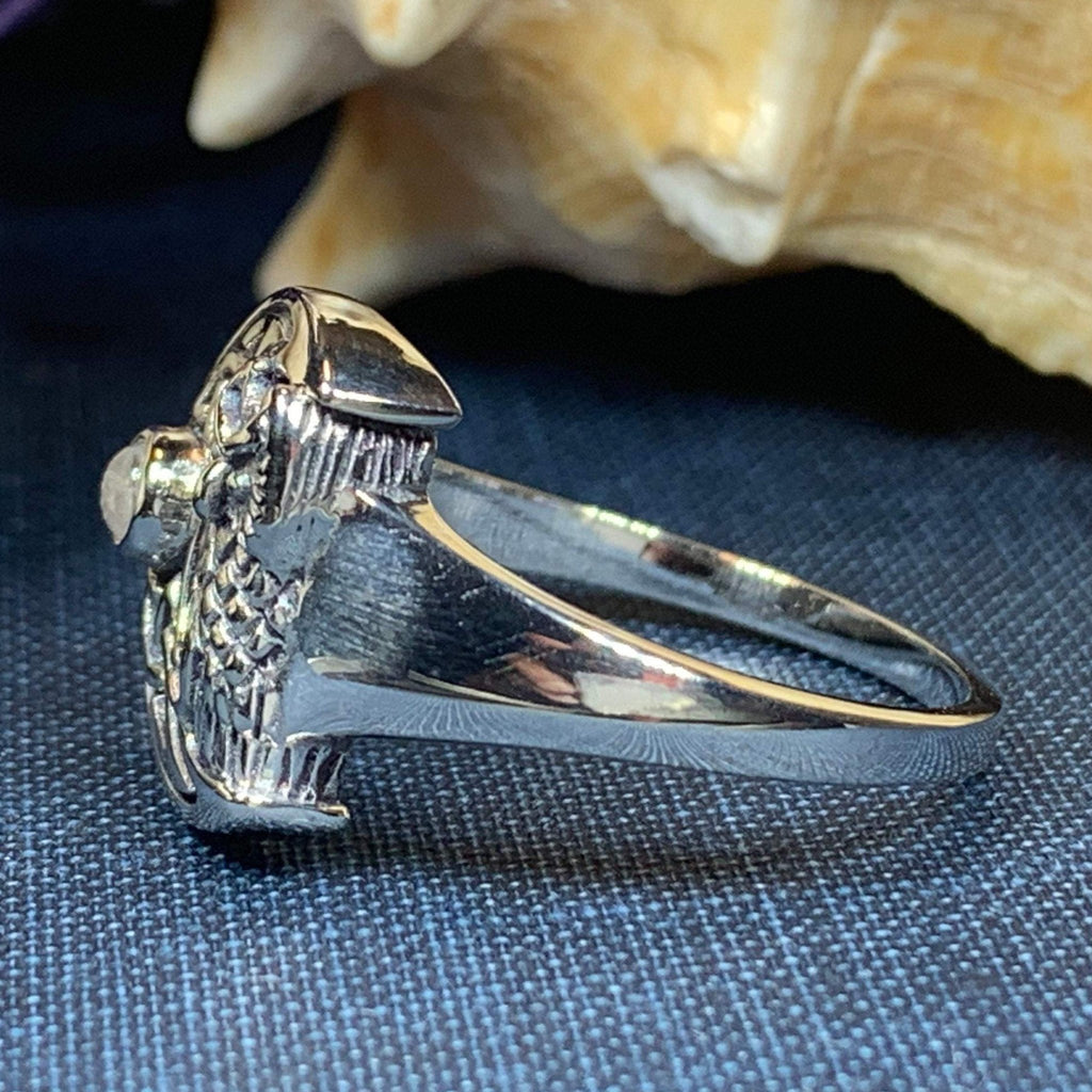 Celtic Owl Moon Ring with Moonstone Ring La Vie Bien Celtic Owl Moon Ring with Moonstone