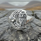 Celtic Owl Moon Ring with Moonstone Ring La Vie Bien Celtic Owl Moon Ring with Moonstone
