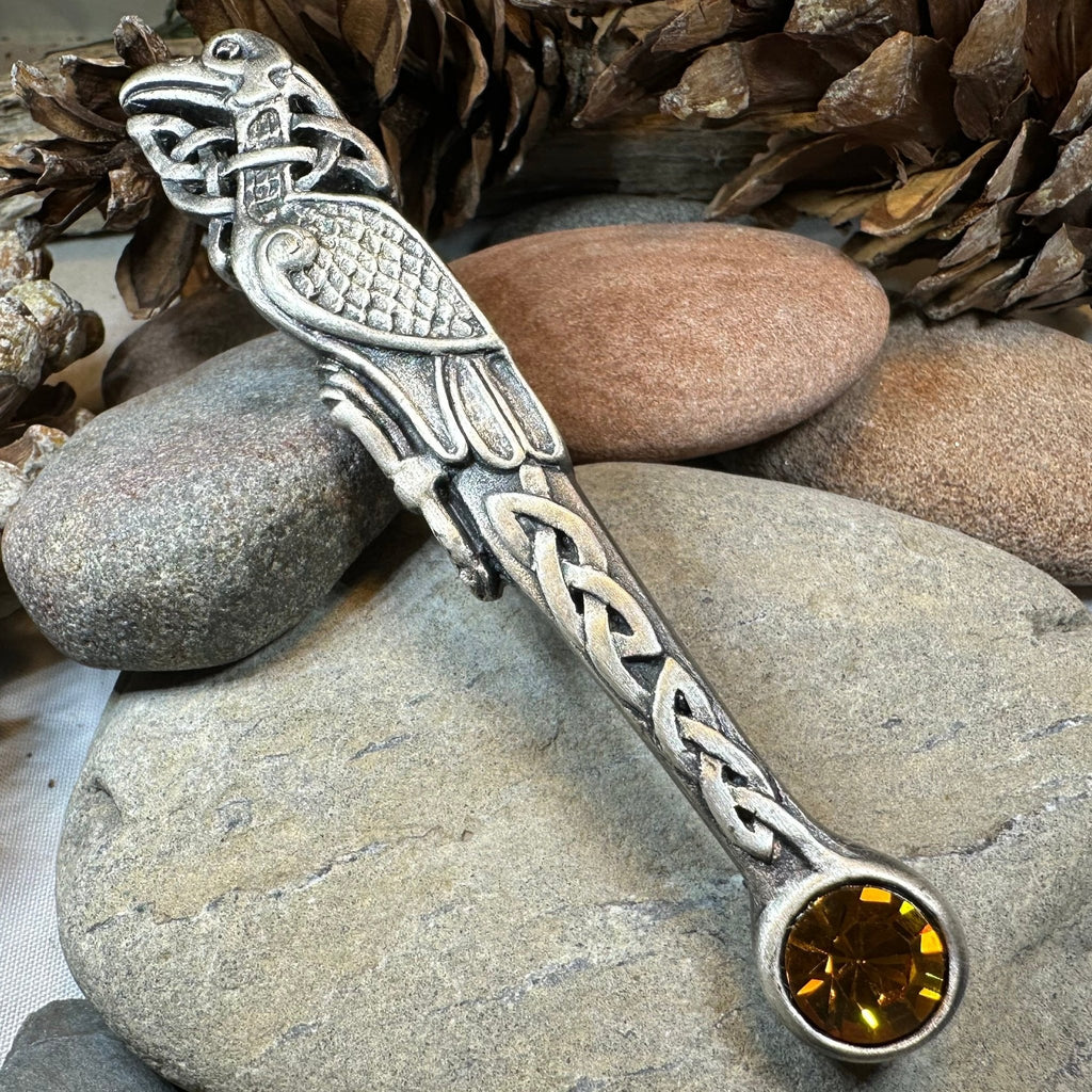Celtic Raven Crystal Kilt Pin - Handmade in Scotland Kilt Pin La Vie Bien Celtic Raven Crystal Kilt Pin - Handmade in Scotland