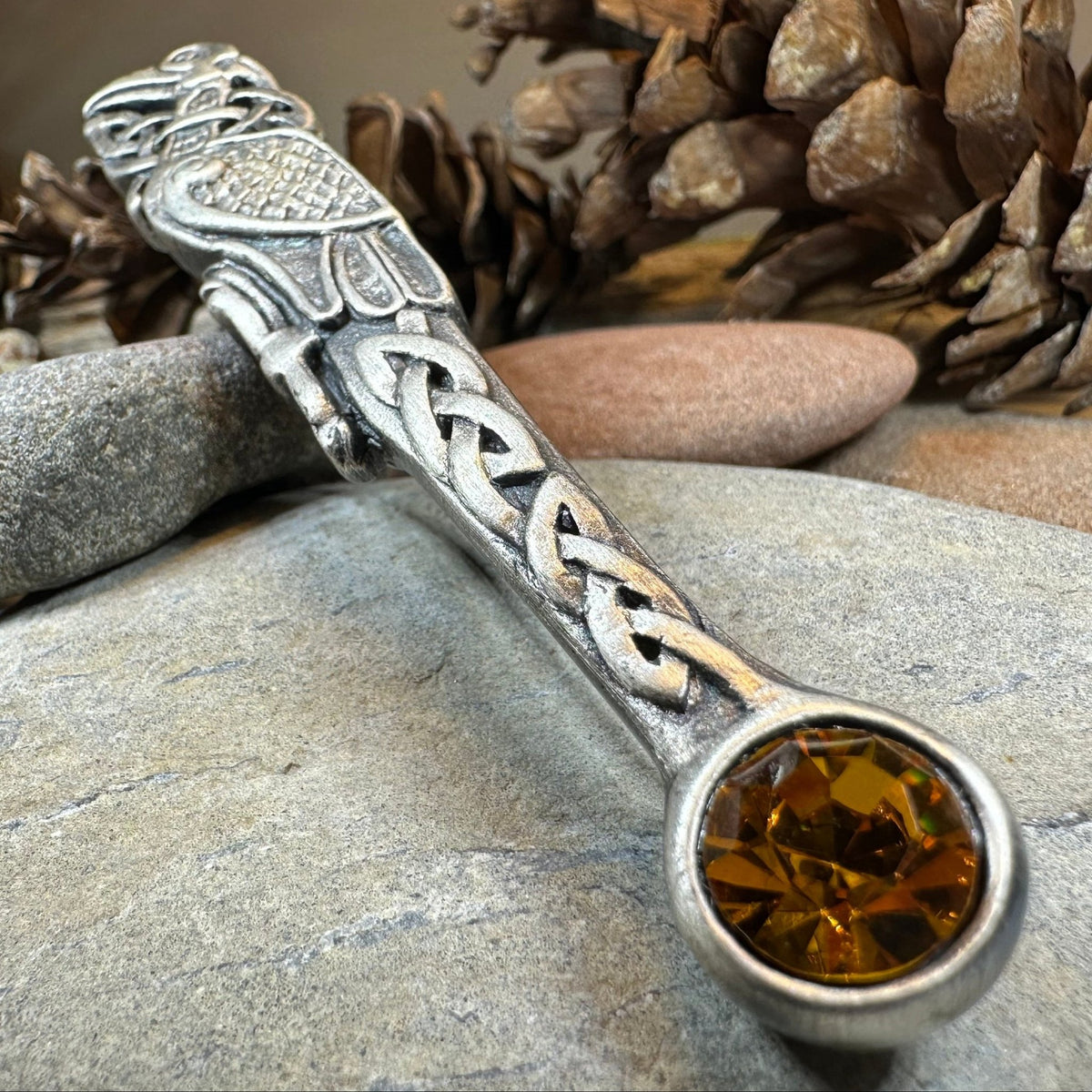 Celtic Raven Crystal Kilt Pin - Handmade in Scotland Kilt Pin La Vie Bien Celtic Raven Crystal Kilt Pin - Handmade in Scotland
