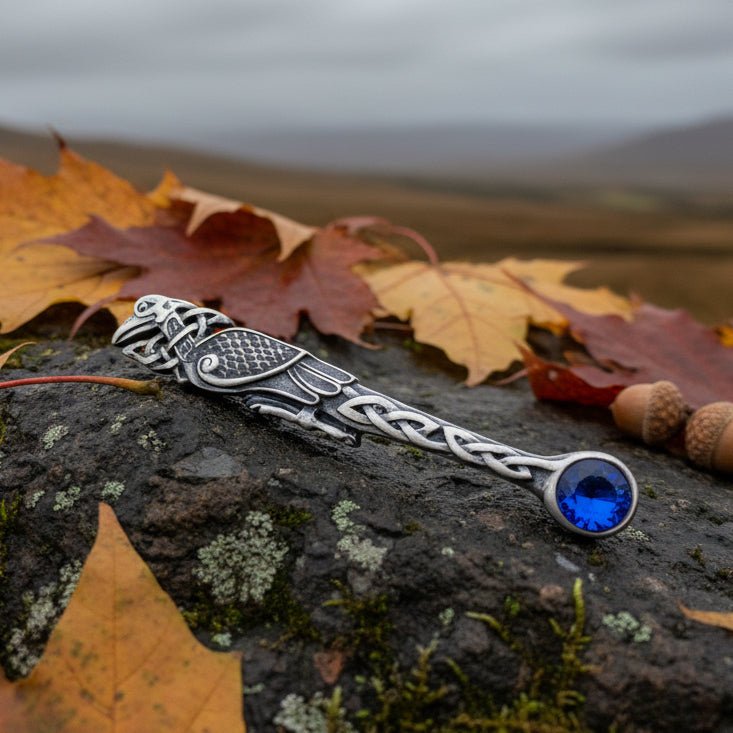 Celtic Raven Crystal Kilt Pin - Handmade in Scotland Kilt Pin La Vie Bien Celtic Raven Crystal Kilt Pin - Handmade in Scotland
